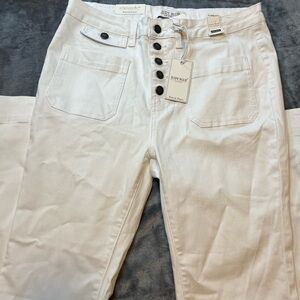 NWT Judy Blue White Denim Jeans Womens 13 / 31 Button Fly High Waist Flare Fit